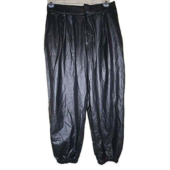 Banana Republic Pants - Banana Republic NWT Women's Black Vegan Leather Joggers Size 6 NEW t3